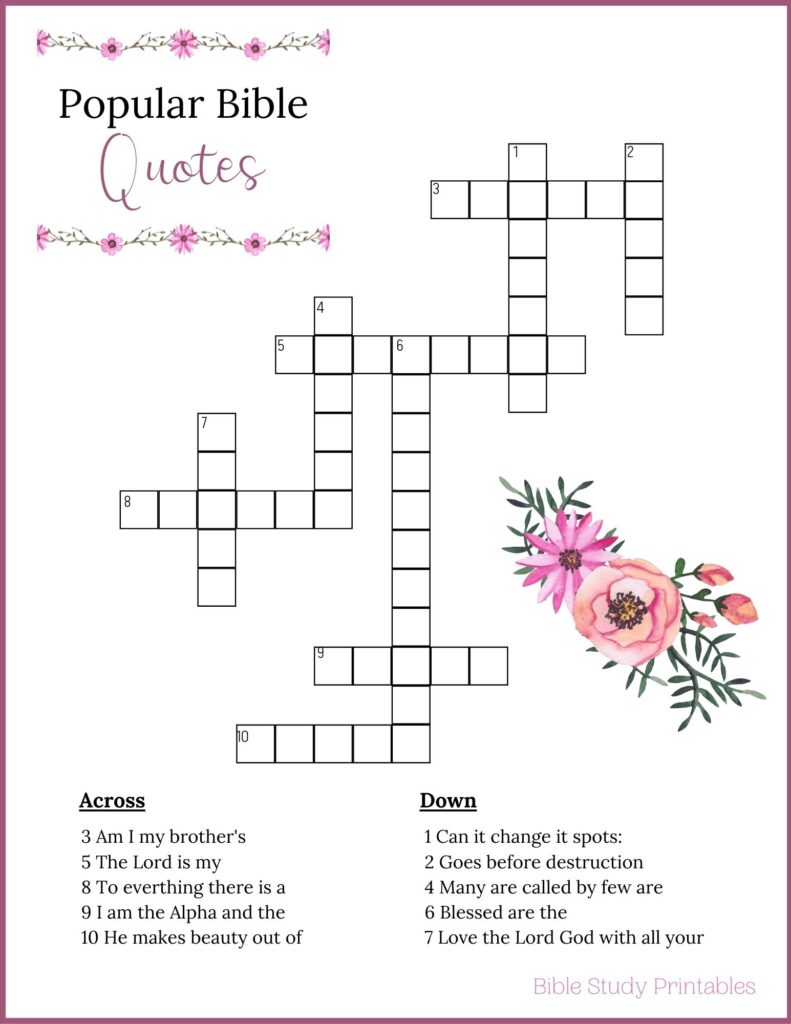 Bible Crossword Puzzles for Learning Scripture