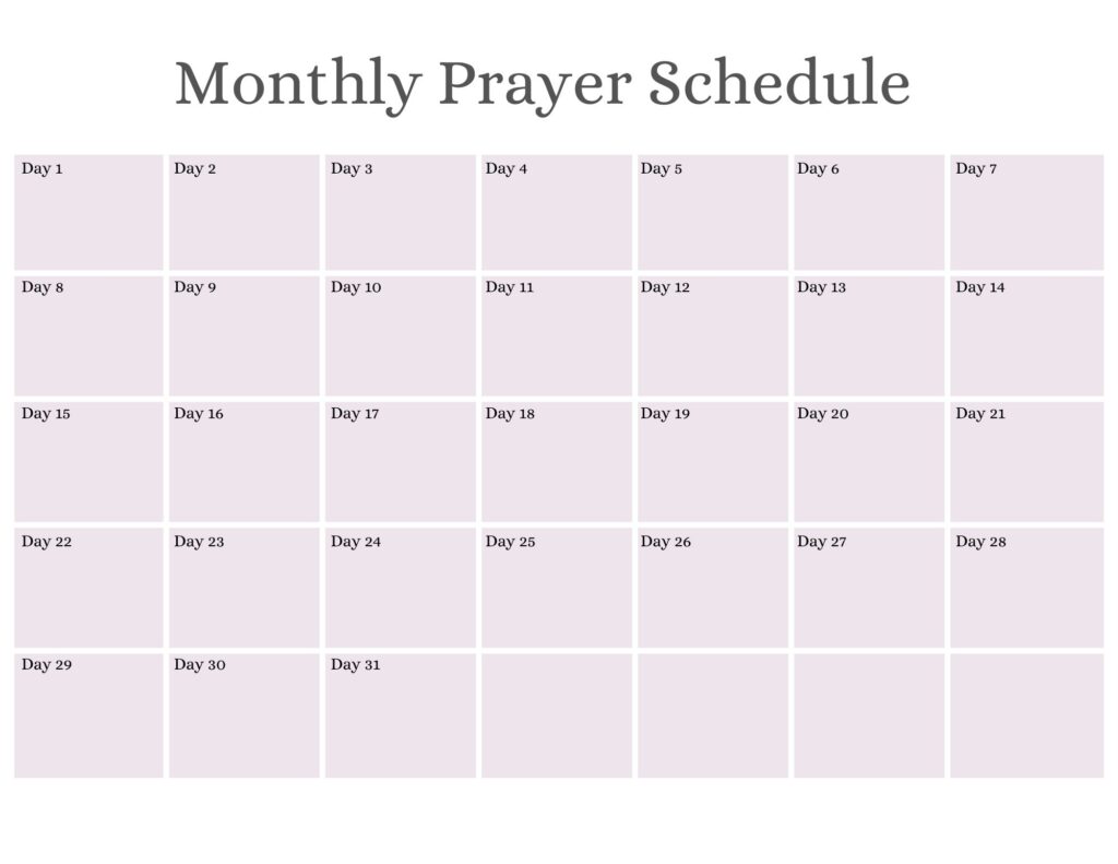 Prayer Monthly Calendar 2024 Yoko Margalo