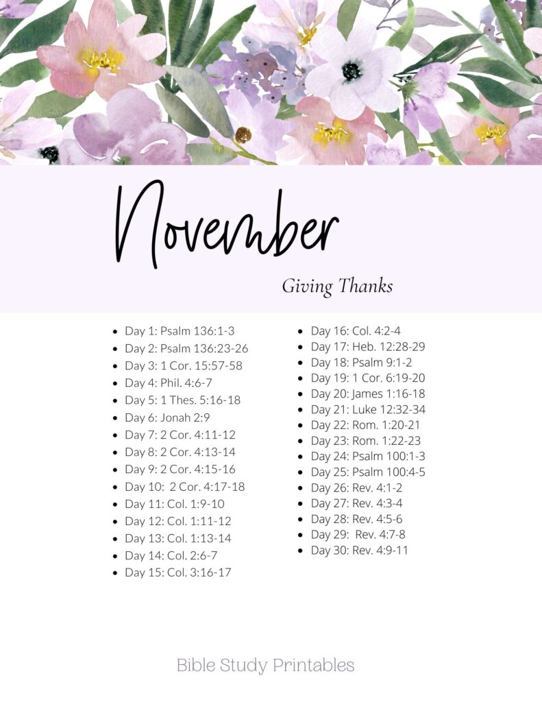 November Bible Reading Plan