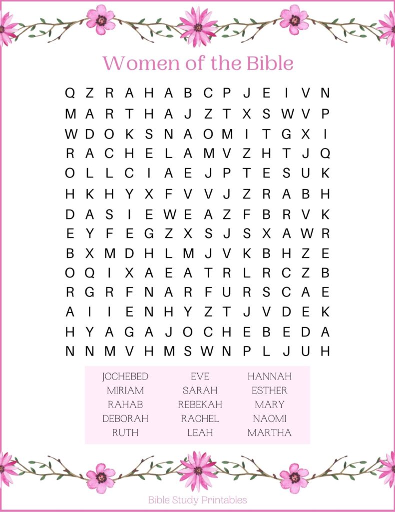 Women of the Bible Word Search Puzzle