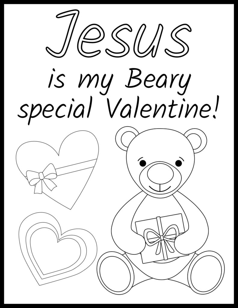 Jesus is My Beary Special Valentine Coloring Page