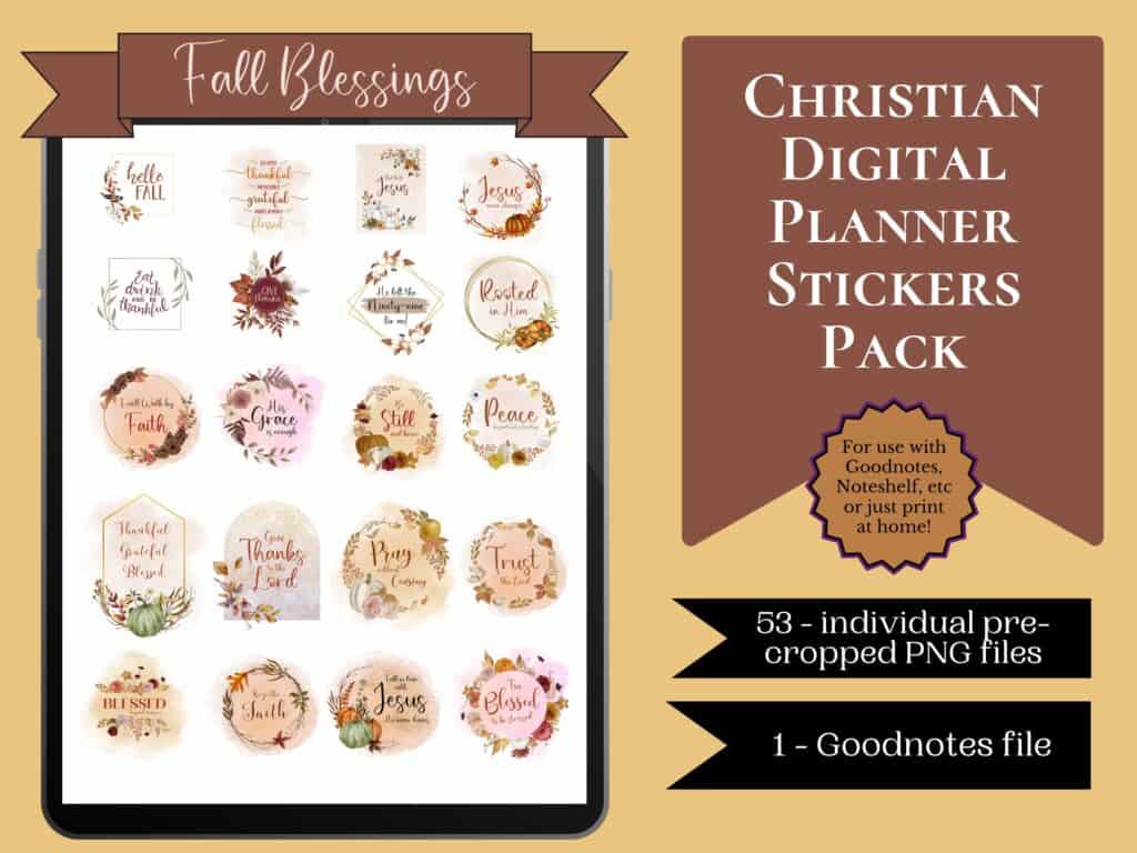 Fall Christian Digital Stickers for Goodnotes mockup