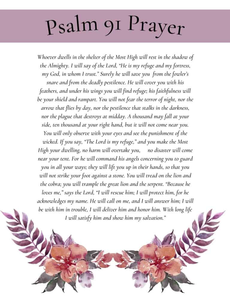 Printable Psalm 91 Prayer Of Protection Bible Study Printables