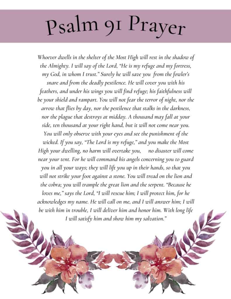 Psalm 91 Prayer Printable