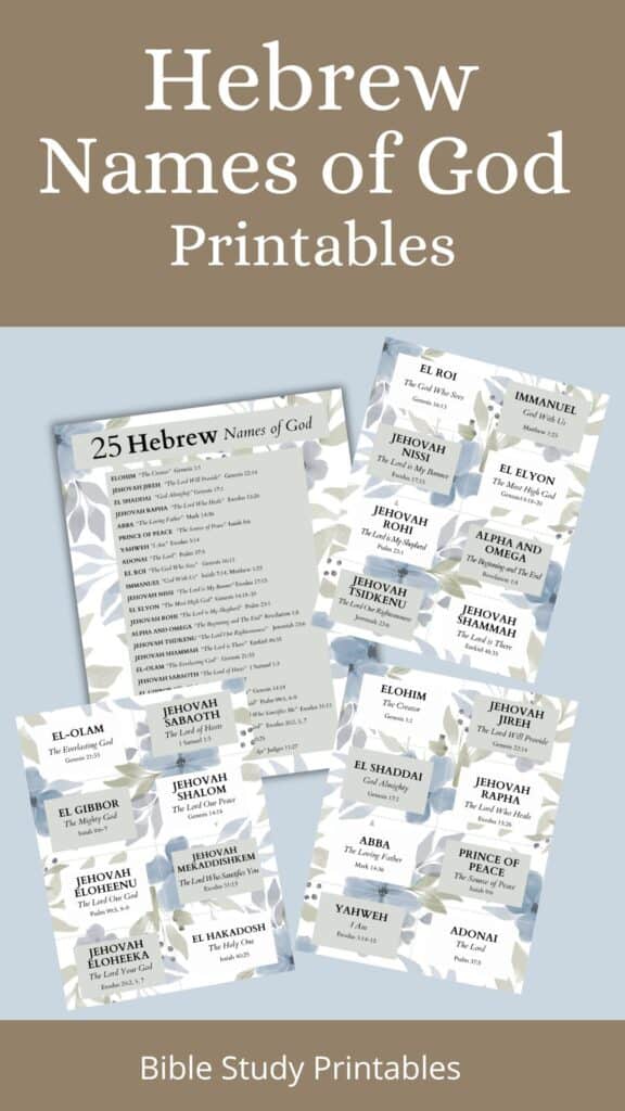 Hebrew Names of God printable mockup for Pinterest