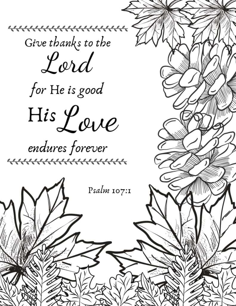 fall christian coloring page with verse