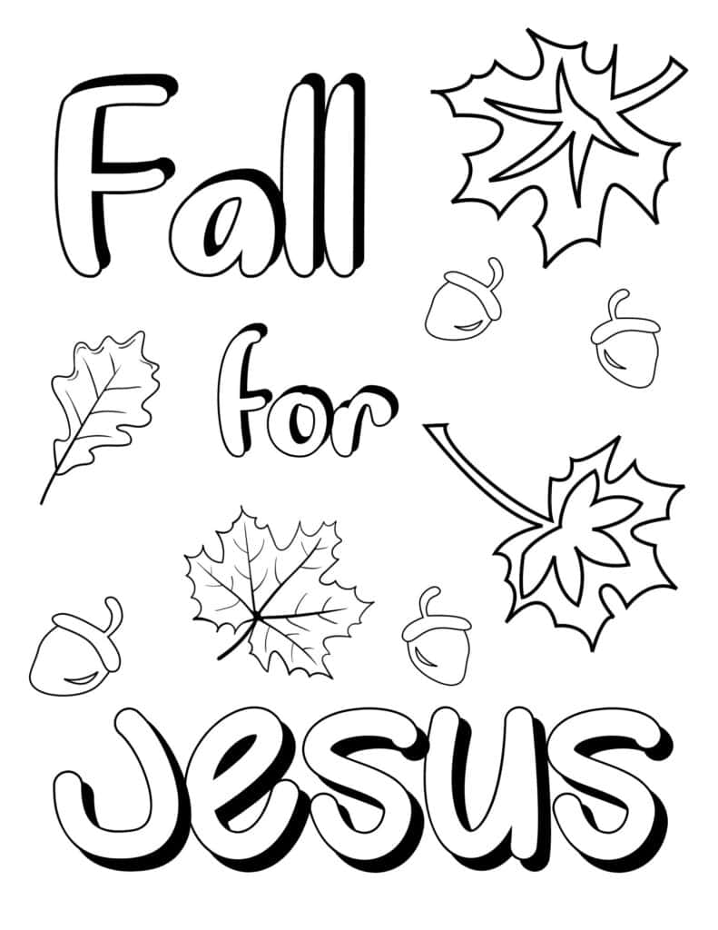 falling for Jesus christian fall coloring page