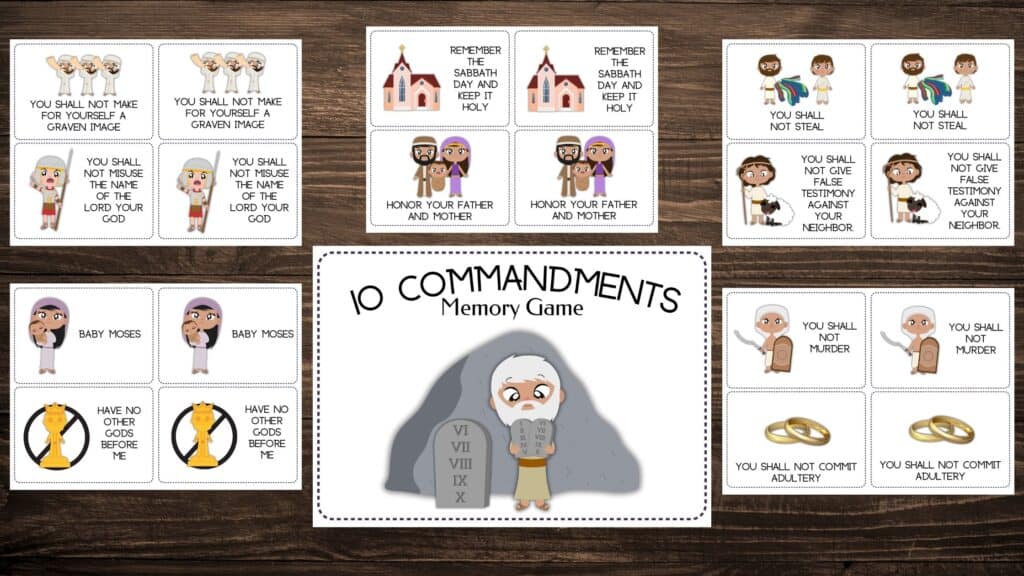 10 Commandments Memory Game mockup