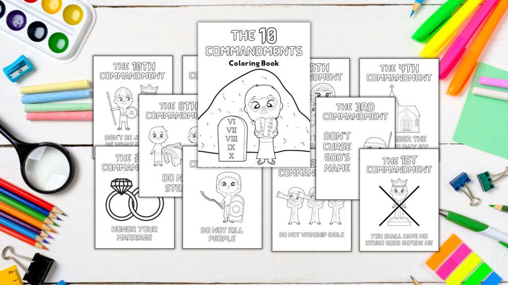 10 commandments coloring pages mockup