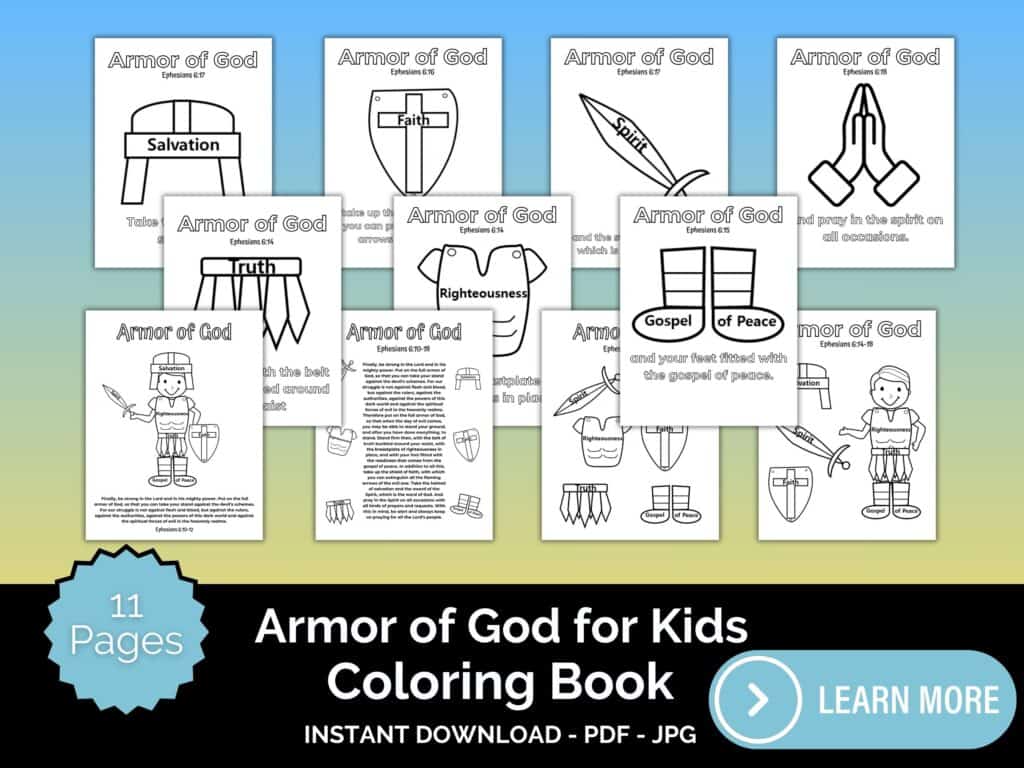 armor of god coloring book mockup