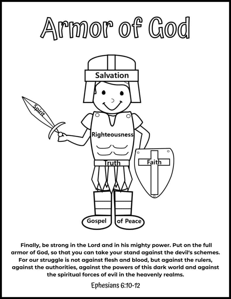 full armor of god coloring page