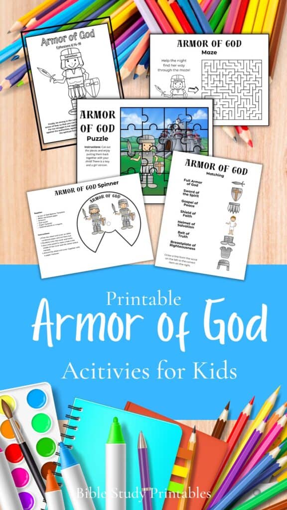 Printable Armor of God Activities for Kids Pinterest Image