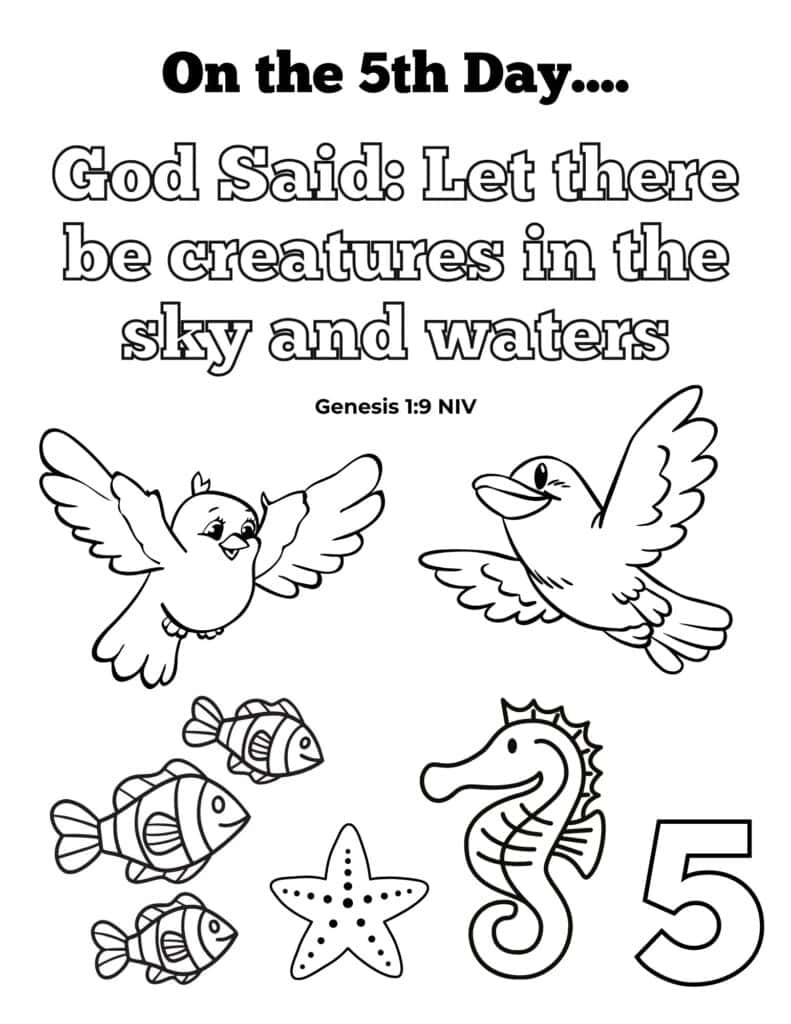 Days of Creation coloring page - Day 5