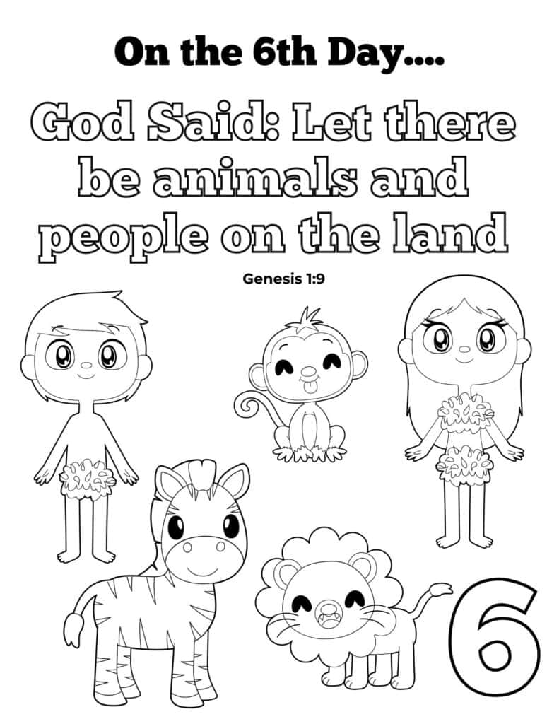 Days of Creation coloring page - Day 6