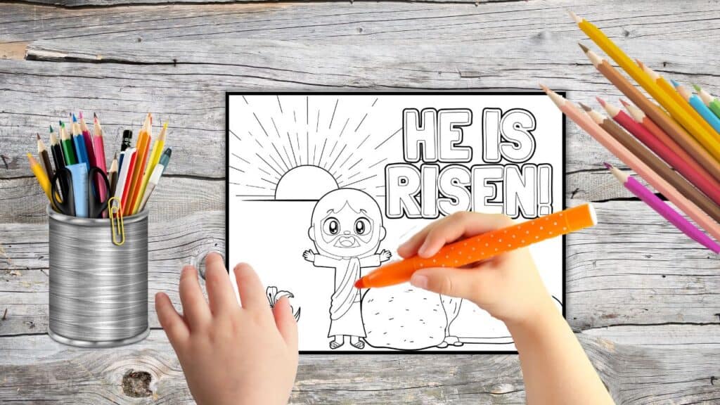 Kids Christian Easter Coloring Page mockup